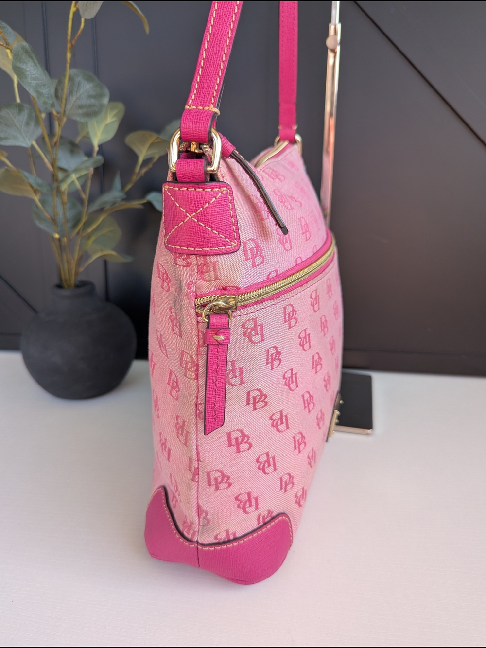 Dooney & Bourke Pink Canvas Shoulder Bag - Picture 6 of 14
